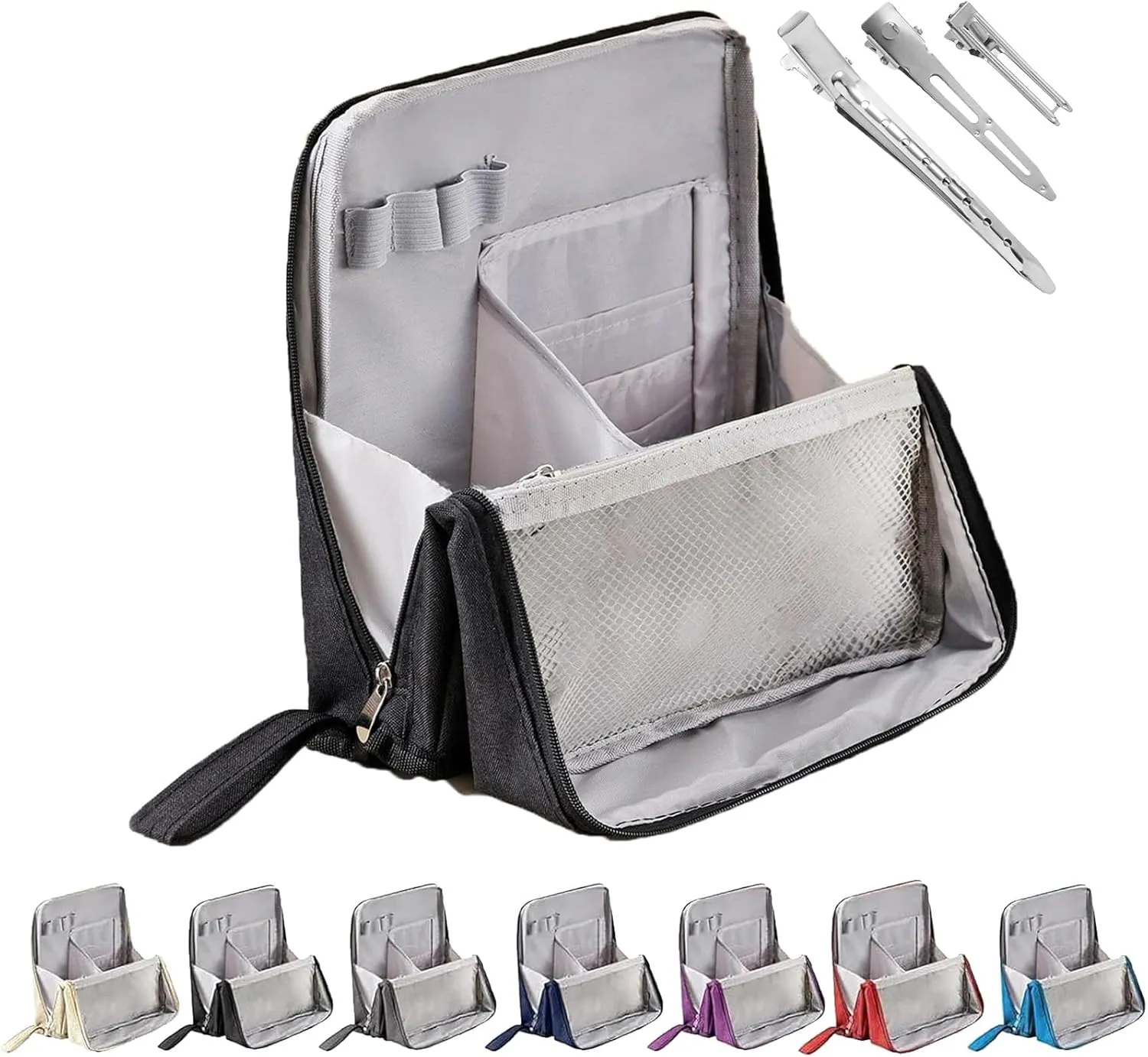 Doresty Makeup Bag, Reusable Portable Doresty Standing Makeup Bag Large Capacity, Folding Vertical Makeing Organizer Bags with Compartments for Travel Work Home (Black)