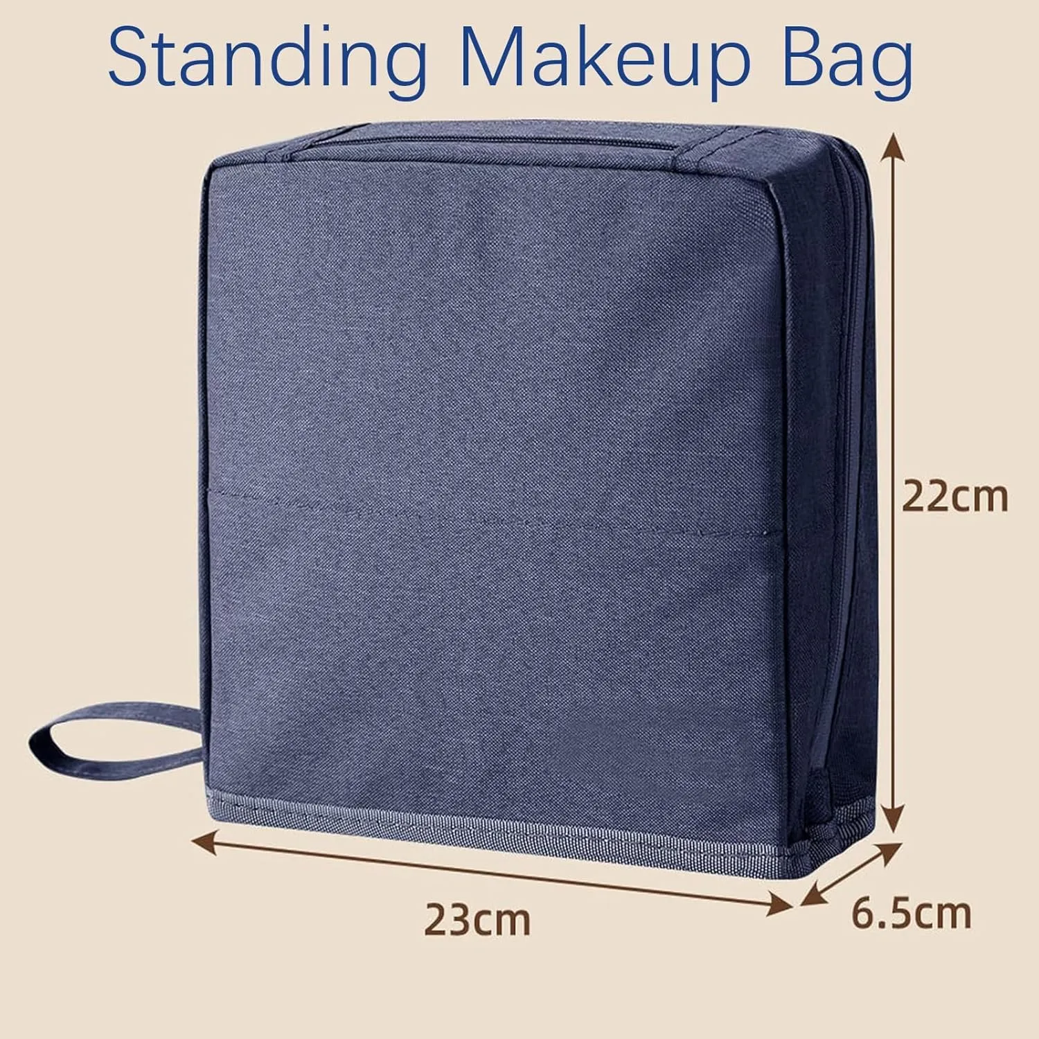 Doresty Makeup Bag, Reusable Portable Doresty Standing Makeup Bag Large Capacity, Folding Vertical Makeing Organizer Bags with Compartments for Travel Work Home (Black)