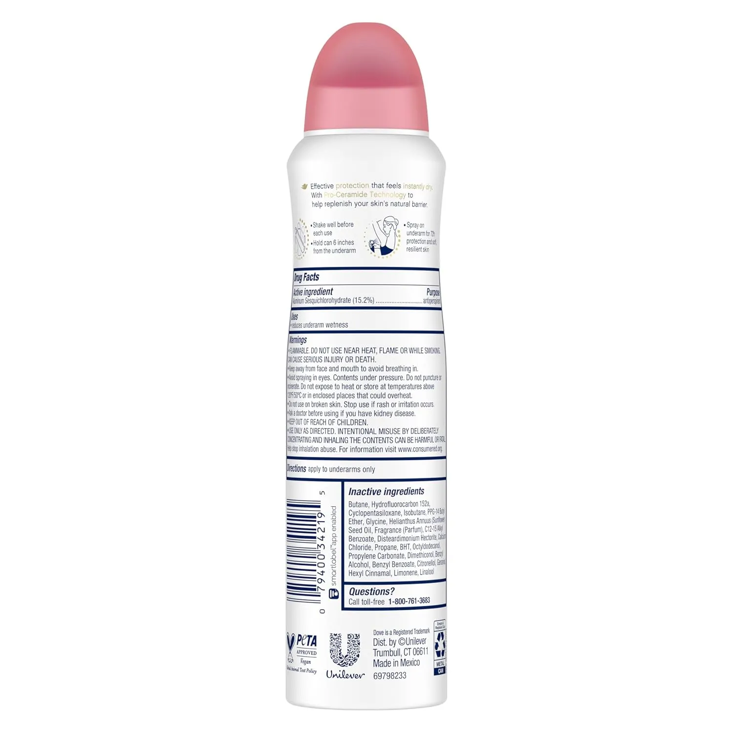 Dove Advanced Care Antiperspirant Deodorant Spray Beauty Finish 3 Count To help skin barrier repair after shaving by boosting skin's ceramide levels 72-hour for Soft Underarms 3.8 oz
