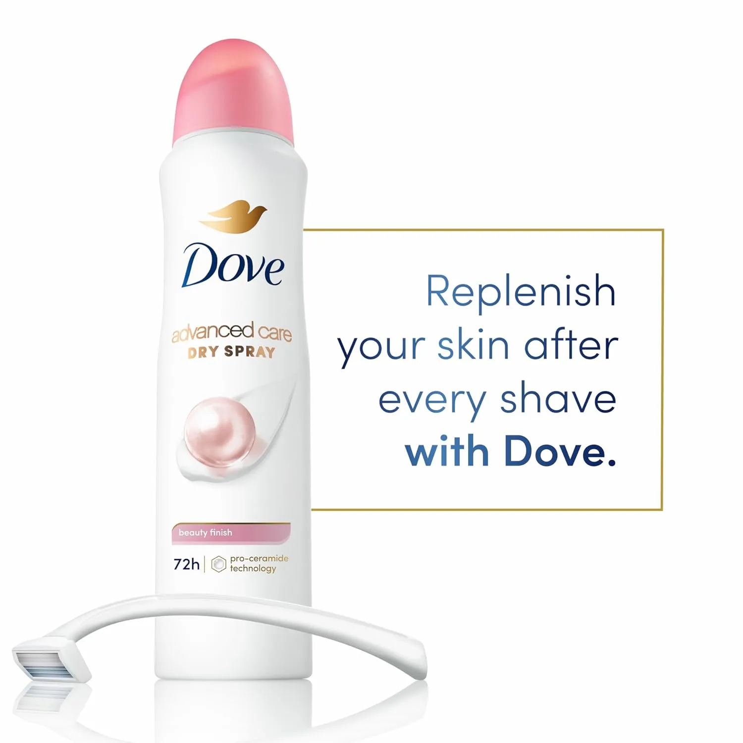 Dove Advanced Care Antiperspirant Deodorant Spray Beauty Finish 3 Count To help skin barrier repair after shaving by boosting skin's ceramide levels 72-hour for Soft Underarms 3.8 oz