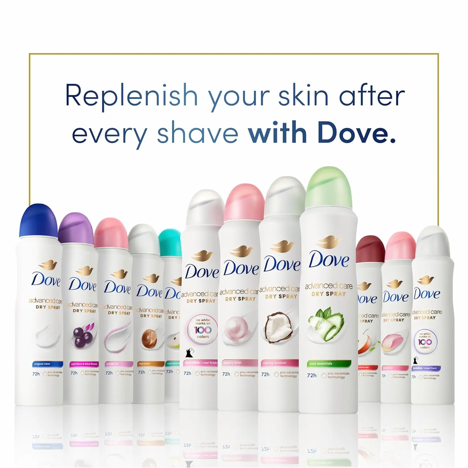 Dove Advanced Care Antiperspirant Deodorant Spray Beauty Finish 3 Count To help skin barrier repair after shaving by boosting skin's ceramide levels 72-hour for Soft Underarms 3.8 oz