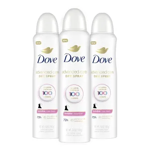 Dove Advanced Care Antiperspirant Deodorant Spray Clear Finish 3 Count Invisible antiperspirant deodorant tested on 100 colors 72-hour odor and sweat protection with Pro-Ceramide technology 3.8 oz
