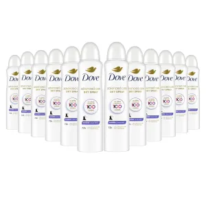Dove Advanced Care Invisible Dry Spray Antiperspirant Deodorant No White Marks on 100 Colors Sheer Fresh 48-Hour Sweat and Odor Protecting Deodorant for Women 3.8 oz, Pack of 12