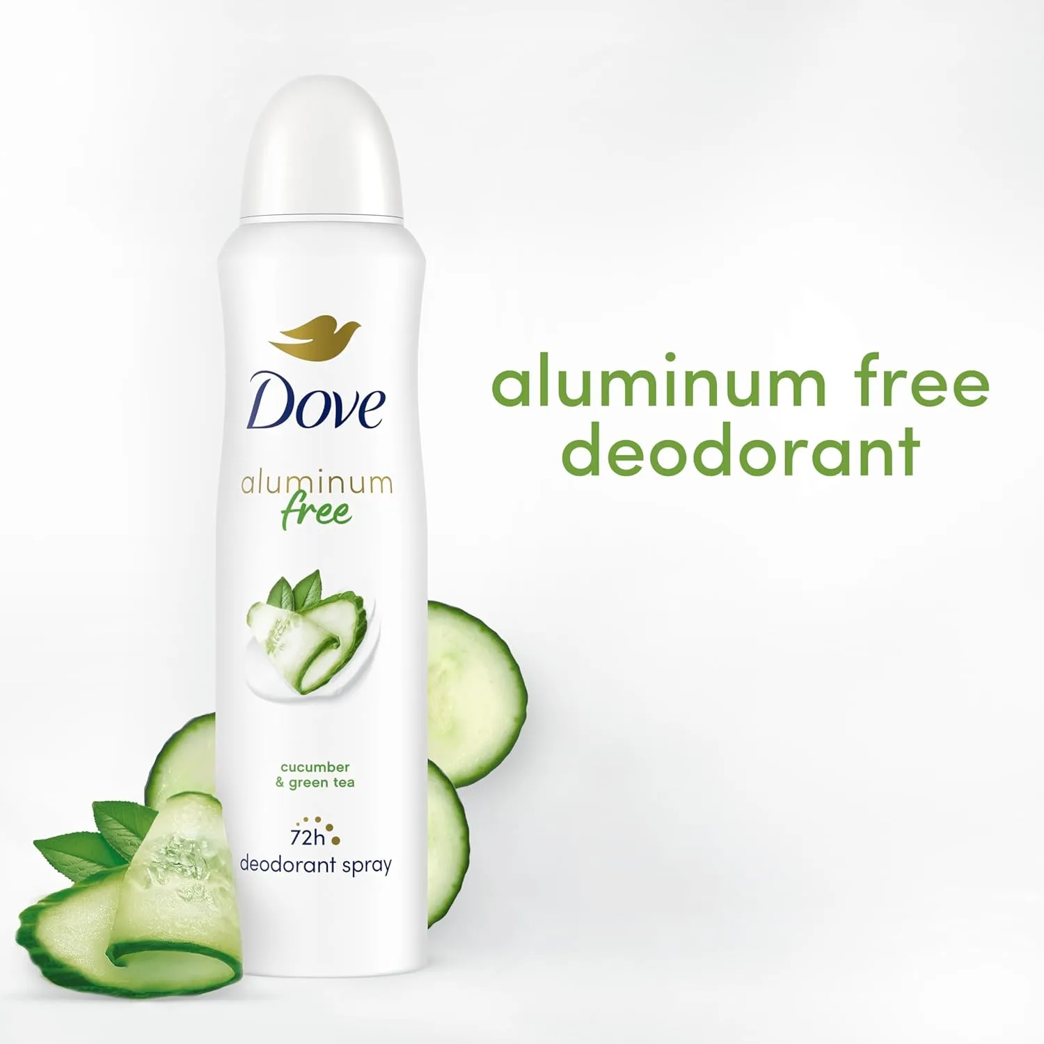 Dove Aluminum Free Deodorant Spray for Women 3 Count Cucumber & Green Tea 72 hour odor protection 4 oz