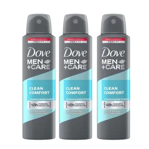 Dove Men Care Antiperspirant Dry Spray Deodorant for Men Clean Comfort 48 Hour Sweat and Body Odor Protection 3.8 oz 3 Count