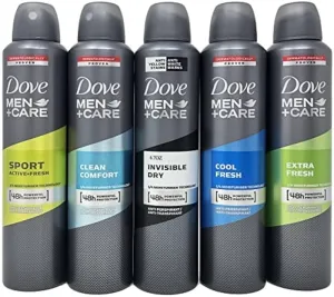 Dove Men   Care Antiperspirant Spray Variety Set, Sport, Clean Comfort, Invisible Dry, Cool Fresh and Extra Fresh Scents, 8.45 Ounce, 5 Count