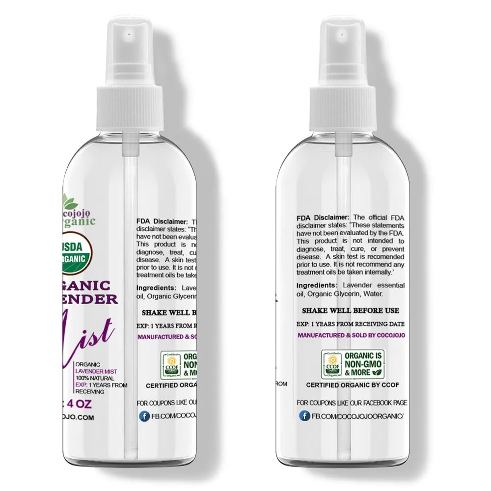 Dr Joe Lab Organic Lavender Mist For Skincare - USDA Certified - Face Spray - Sensitive and Dry Skin - Soothing & Relaxing - Lavender Essential Oil & Glycerin Spray (4 oz)