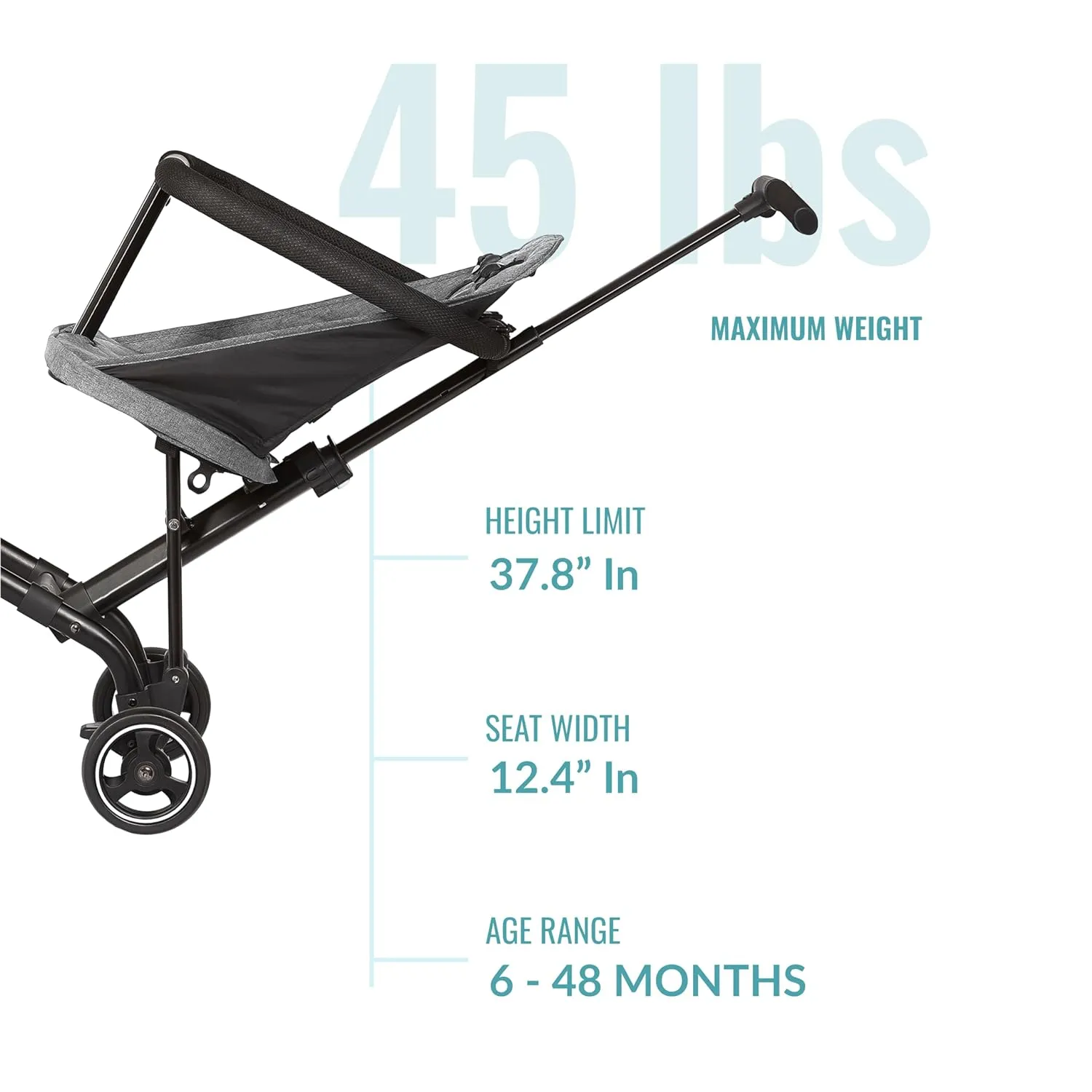 Dream On Me Lightweight And Compact Coast Rider Stroller With One Hand Easy Fold, Adjustable Handles And Soft Ride Wheels, Grey