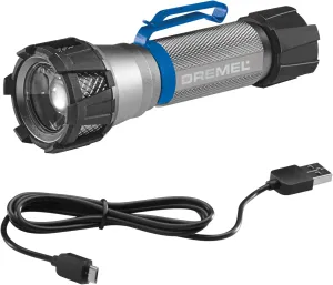 Dremel HSFL-01 4V USB Rechargeable Cordless Flashlight with 500 Lumens and 3 Light Modes, Grey