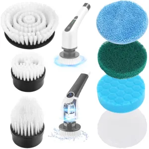 Dsenfurn 7-in-1 Replacement Brush Heads Set of Electric Spin Scrubber, Cleaning Portable Cordless Shower Power Scrubber Heads, Household Tools for Bathroom Kitchen Bathtub Tile Floor Car & Wheel