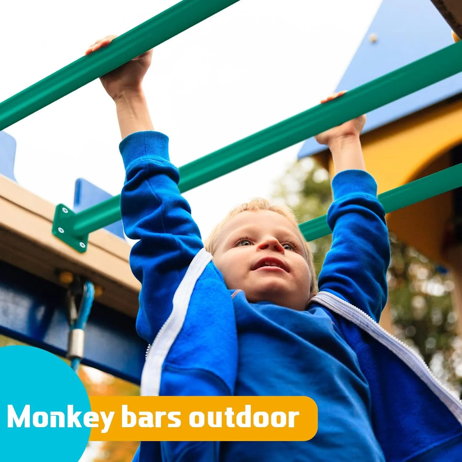 Dunzy 6 Pack 15 inch Monkey Bars Playground Ladder Rungs Monkey Bar Kit Playground Accessories Ladder Rungs Swing Set Grab Handles for Kids Backyard Outdoor Indoor Jungle Climbing(15 Inch,Green)