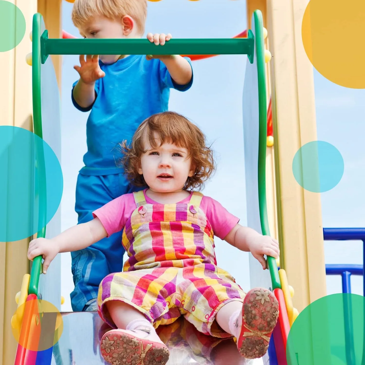 Dunzy 6 Pack 15 inch Monkey Bars Playground Ladder Rungs Monkey Bar Kit Playground Accessories Ladder Rungs Swing Set Grab Handles for Kids Backyard Outdoor Indoor Jungle Climbing(15 Inch,Green)