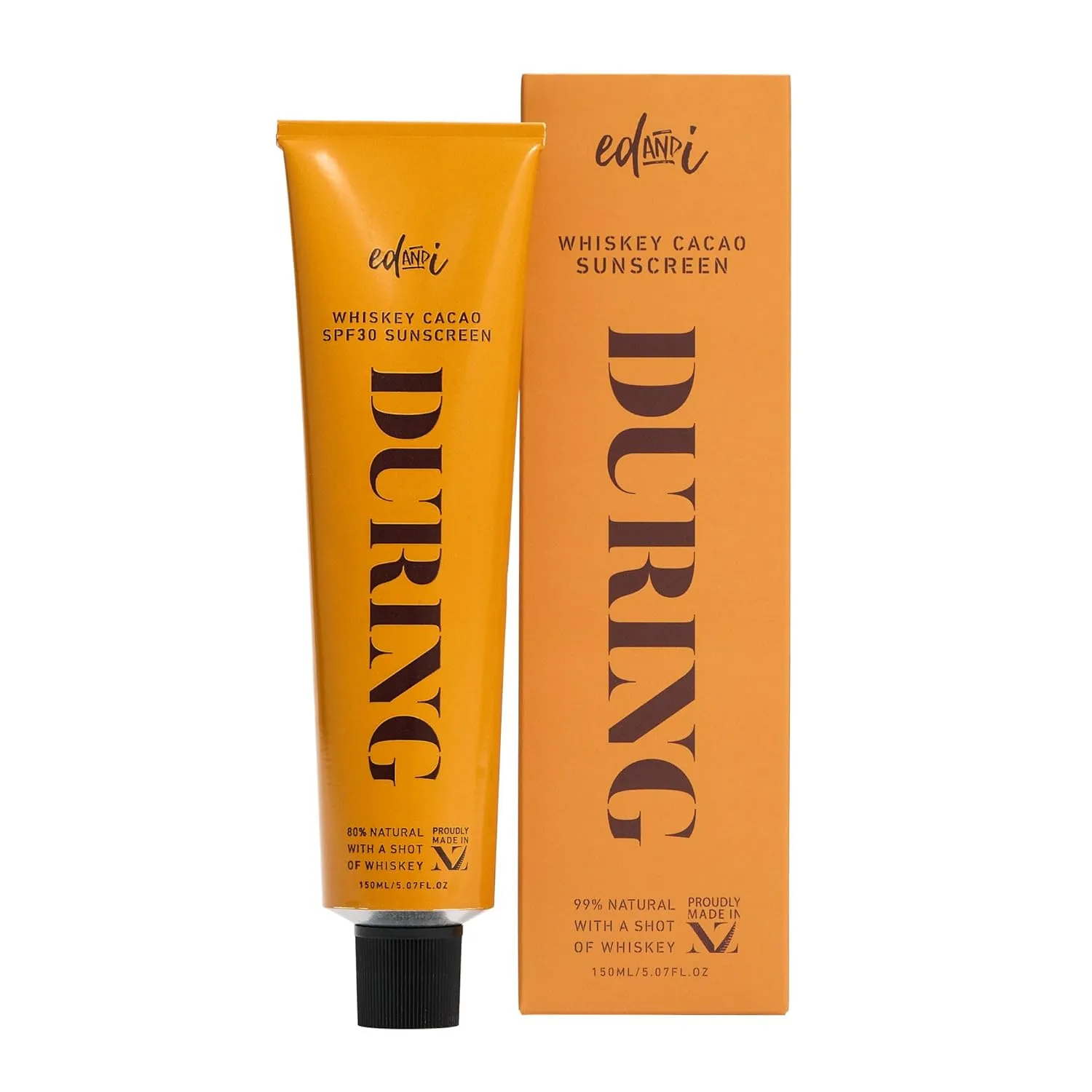 DURING SPF 30 Sunscreen Body Lotion Whiskey Cacao, Moisturizing Sunblock with Vitamin E, Oxybenzone Free, 5.07 oz
