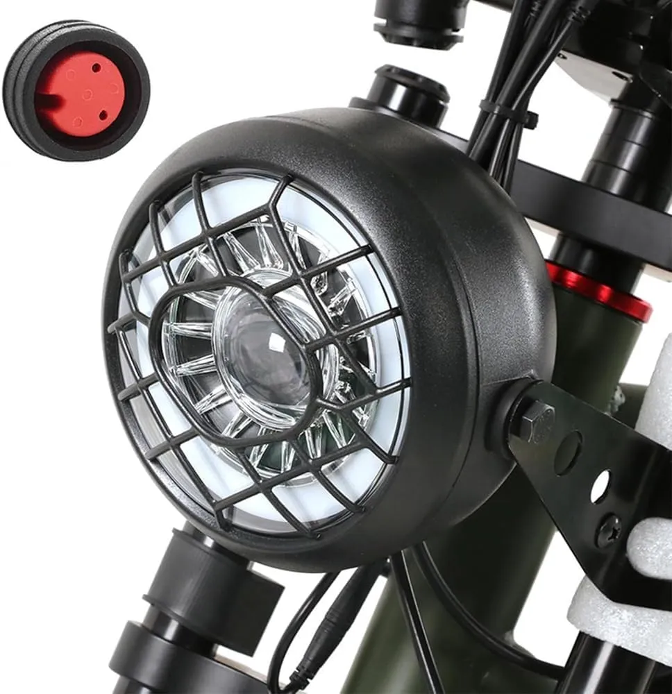 E-Bike Head Light Super Bright LED Light for Bike 36V 48V Safety LED Front Light for Night Riding Waterproof 2-Pin Connector