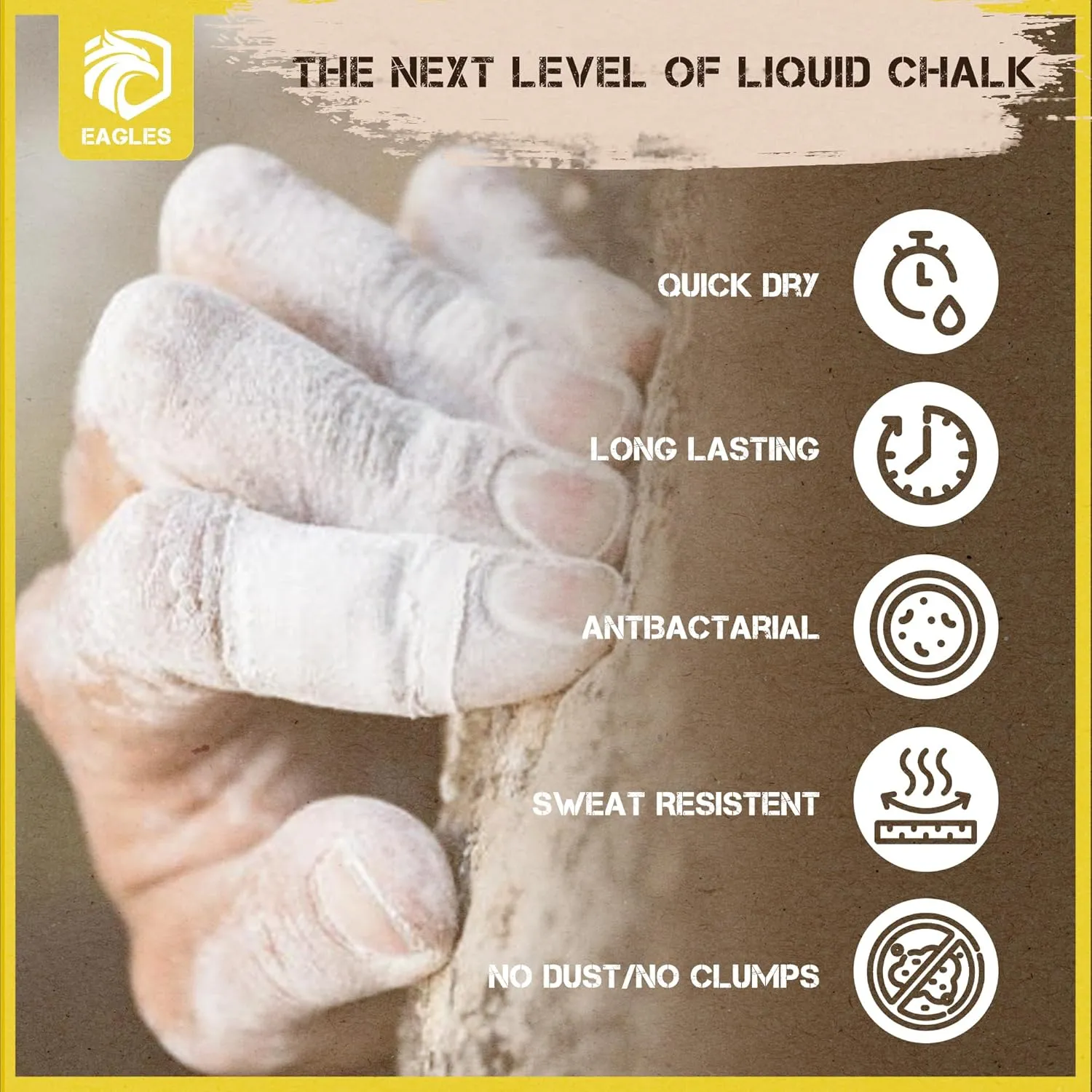 EAGLES Pro Grade Liquid Chalk 50, 120 or 280ml Mess-Free Chalk for Weightlifting, Gymnastics Rock Climbing, Dancing, Pole Grip, Sports & Workout Chalk - Sweat-Resistant and Long Lasting