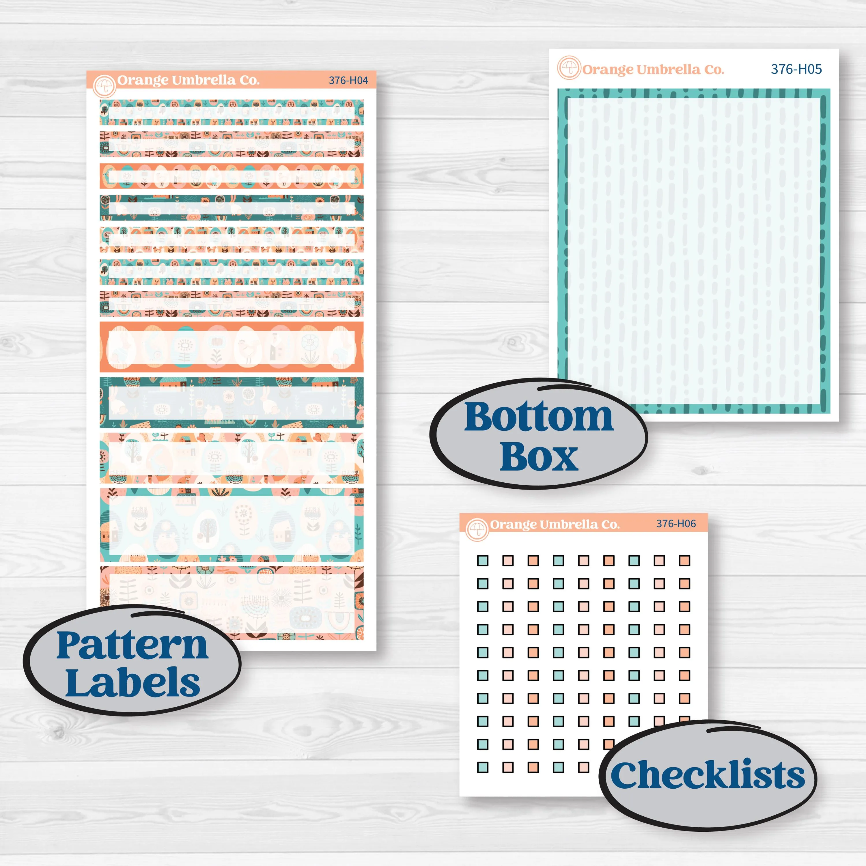 Easter Folk Art Kit | 7x9 Compact Vertical Planner Kit Stickers | Some Bunny | KIT-376-H