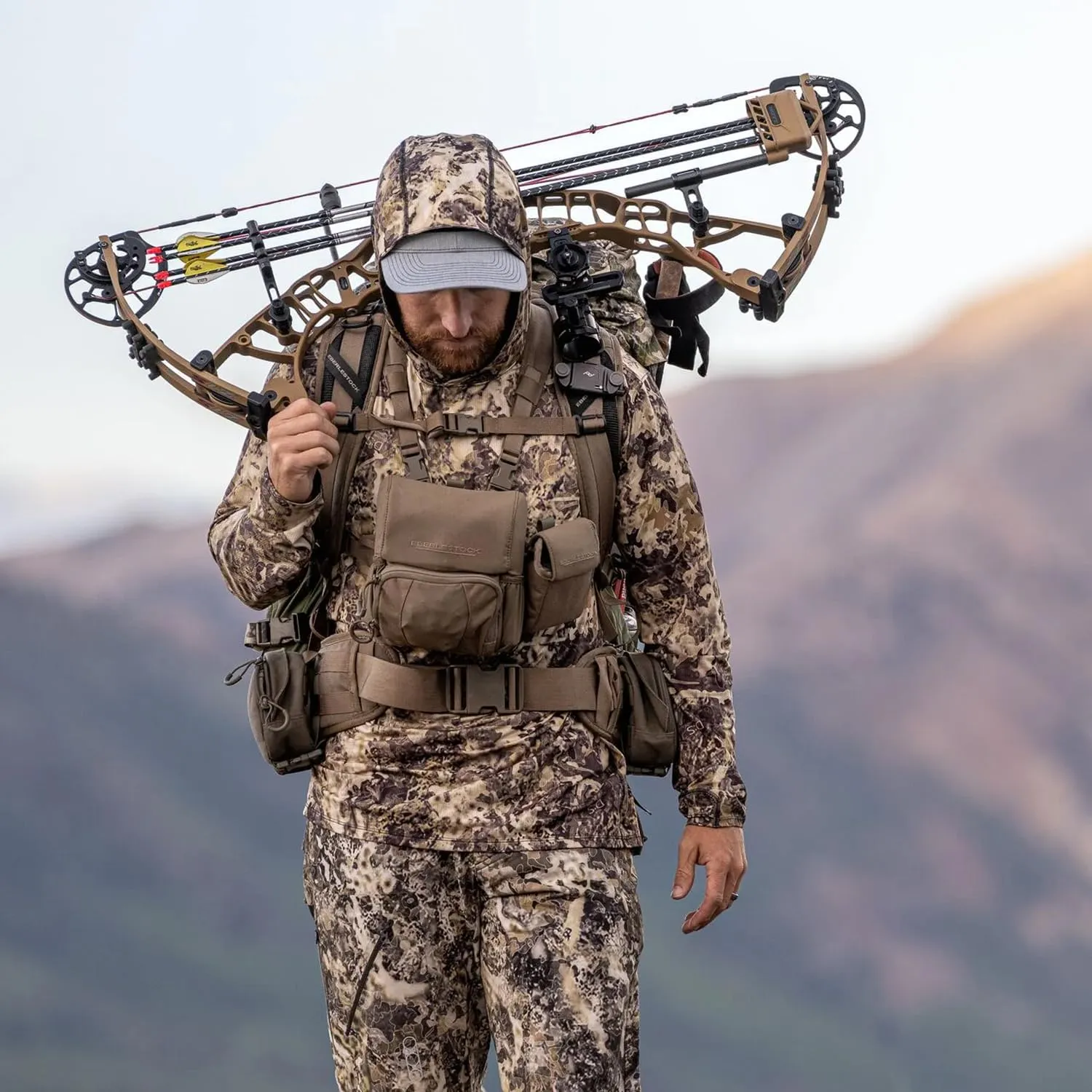 Eberlestock Recon Modular Bino Pack - Advanced Binocular Harness System with Customizable Attachments - Gray - Large