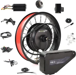 EBIKELING Waterproof Ebike Conversion Kit with Battery 20" Fat Tire Direct Drive Front or Rear Wheel Electric Bike Conversion Kit Ebike Battery & Charger Included 1500W 1200W Electric Bike for Adults