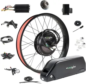 EBIKELING Waterproof Ebike Conversion Kit with Battery 26" Fat Tire Direct Drive Front or Rear Wheel Electric Bike Conversion Kit Ebike Battery & Charger Included 1500W 1200W Electric Bike for Adults