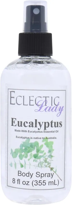 Eclectic Lady Eucalyptus Body Spray, 8 ounces, Body Mist for Women with Clean, Light & Gentle Fragrance, Cologne with Soft, Subtle Aroma For Daily Use