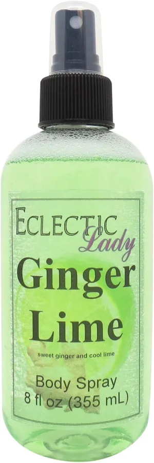 Eclectic Lady Ginger Lime Body Spray, 8 ounces, Body Mist for Women with Clean, Light & Gentle Fragrance, Cologne with Soft, Subtle Aroma For Daily Use