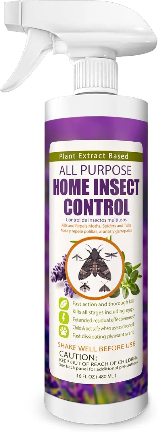 EcoVenger by EcoRaider All Purpose Insect Control 16 oz, Fleas, Fruit Flies, Gnats, Moths, Roaches, Spiders, Fast Kill, Lasting Prevention, Kill Eggs, Plant Extract Based & Non-Toxic, Child & Pet Safe