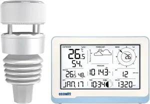 ECOWITT Wi-Fi Weather Station Kit WS3801, Includes WS90 Outdoor Sensor Array and WS3800 7.5'' Large LCD Display Console, Supports IoT, 915 MHz