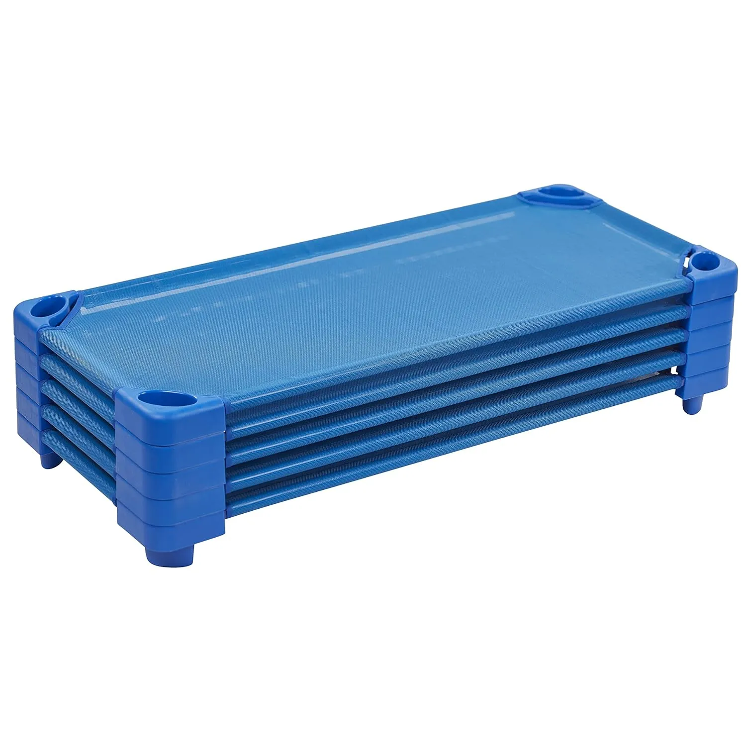 ECR4Kids Stackable Kiddie Cot, Assembled, Standard Size, Classroom Furniture, Blue, 5-Pack