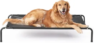 EHEYCIGA Elevated Dog Cot Beds for Large Dogs, Raised Outdoor Dog Hammock, Lifted Pet Platform with Frame and Washable Waterproof Cooling Teslin Mesh and Anti-Slip Feet, 43x26 inch