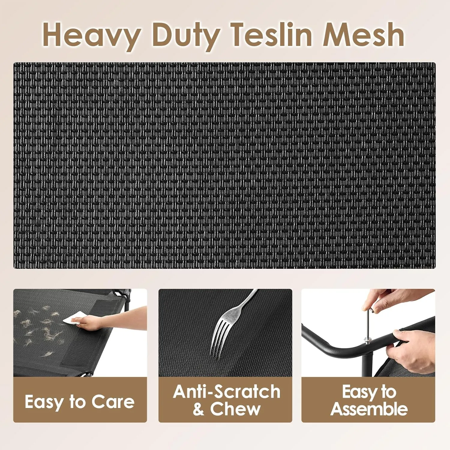 EHEYCIGA Elevated Dog Cot Beds for Large Dogs, Raised Outdoor Dog Hammock, Lifted Pet Platform with Frame and Washable Waterproof Cooling Teslin Mesh and Anti-Slip Feet, 43x26 inch