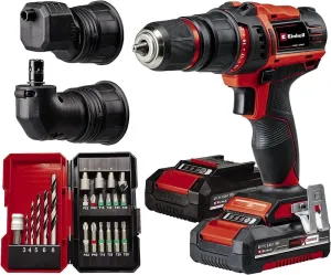 Einhell TE-CD 18/45 3X-Li  22 Power X-Change Cordless Drill (18 V, 45 Nm Torque, Removable Chuck with Bit Holder, with 22 Accessories) Comes with 2 x 2.0Ah Batteries   Charger