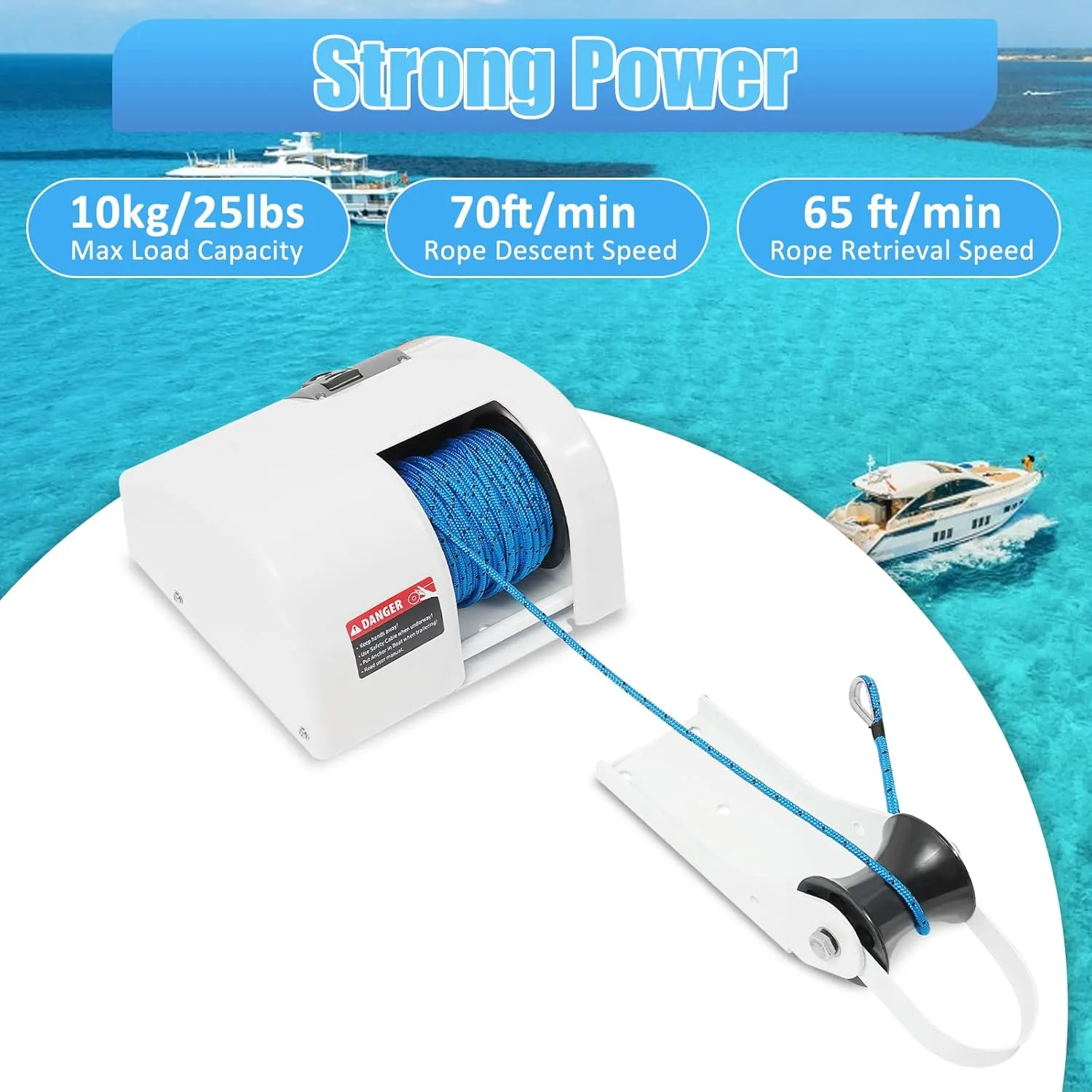 Electric Boat Anchor Winch Kit 12V Saltwater Marine Anchor Windlass System with 100ft Anchor Rope Remote Control Heavy Duty Towing Winches for 24ft Fishing Boat Pontoon Boat