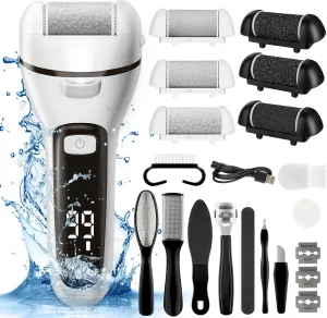 Electric Callus Remover for Feet Waterproof Rechargeable Professional Pedicure Kit Foot File Pedi Scrubber and 6 PCS Roller Heads