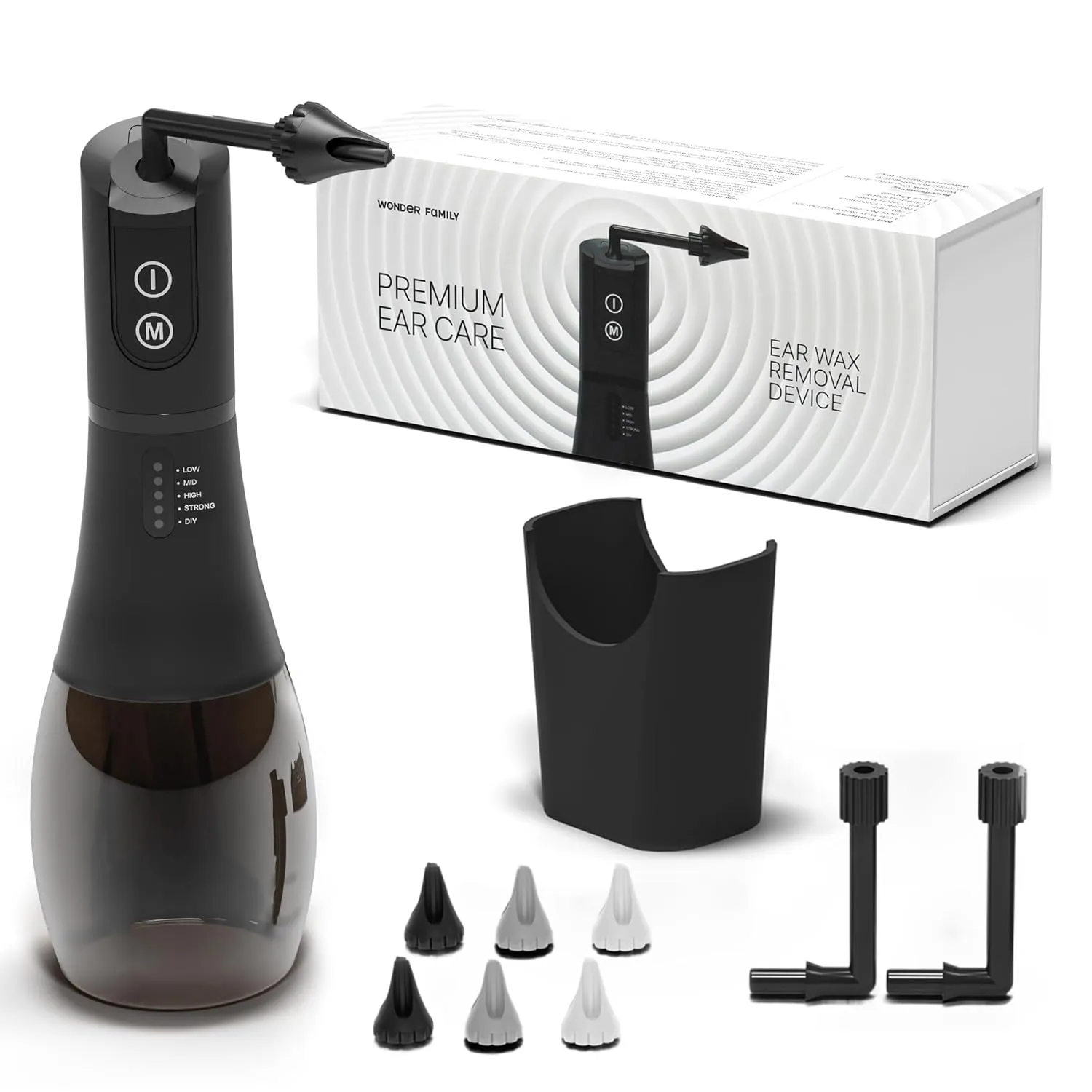 Electric Ear Cleaner and Earwax Removal Kit - 5 Pressure Modes, Timer - Safe Cleaning & Flushing Tool - Clogged Ear Wax Removal Kit for Adults with 6 Nozzles, Washing Basin, Cable, Storage Bag - IPX7