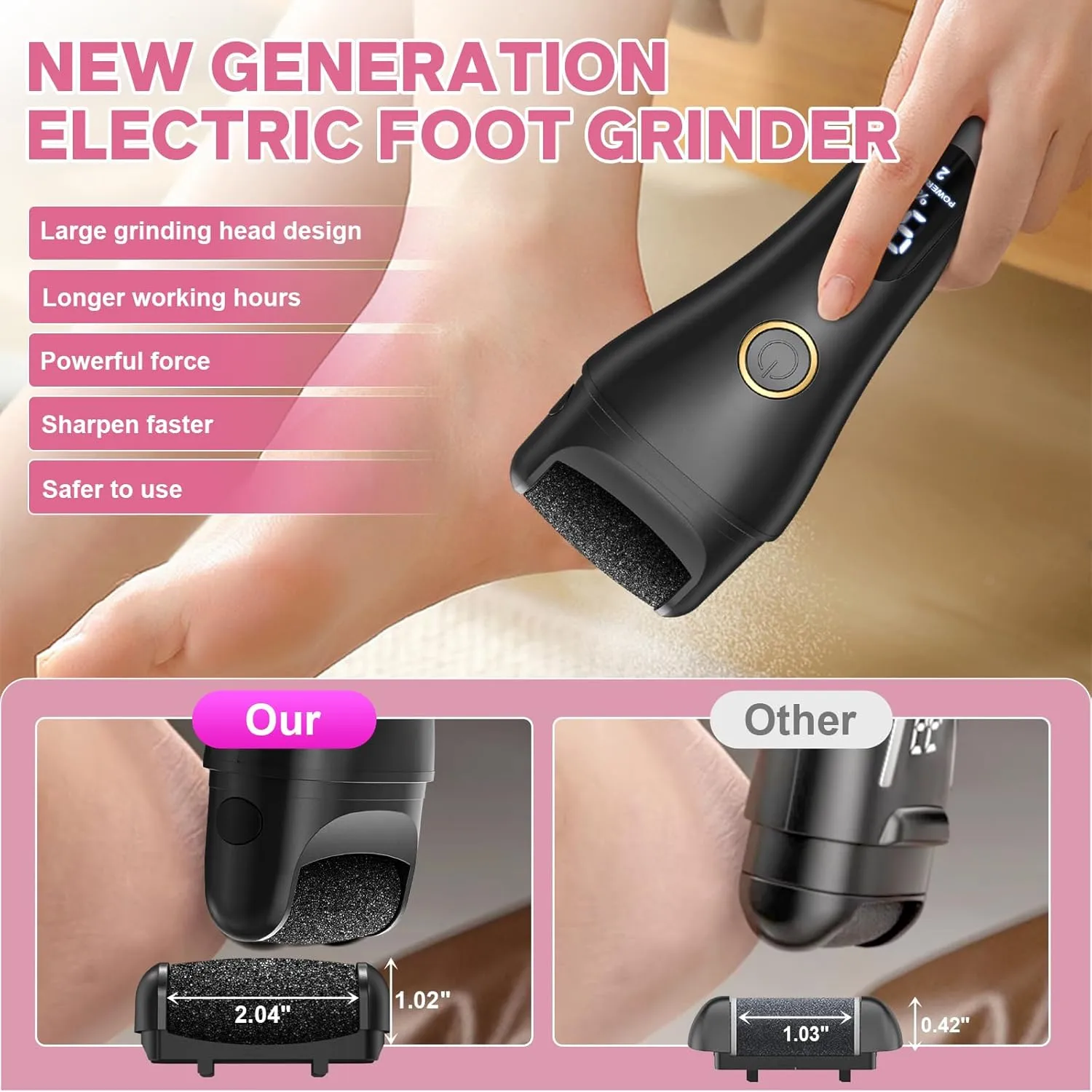 Electric Foot File - Callus Remover for Feet, Adjustable 3 Speed Foot Callus Remover with 16 in 1 Pedicure Tools Professional Foot Care, to Remove Dead Skin and Calluses Hard Skin Dry Cracks (Black)