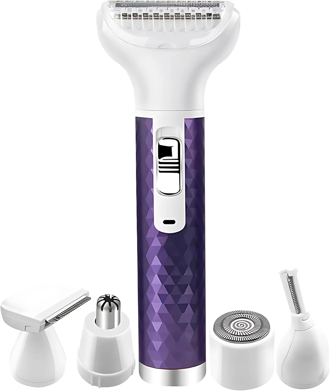 Electric Razor for Women, 5 in 1 Electric Shaver for Women, Portable Rechargeable Hair Trimmer Wet and Dry Cordless Shaver Hair Remover for Face, Legs, and Bikini (Purple)