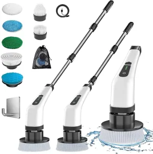 Electric Spin Scrubber Rechargeable Cleaning Brush with 7 Replaceable Brush Heads, Cordless and Portable Power Scrubber, Electric Bathroom Scrubber for Cleaning Tile, Window, Floor, Tub, Car