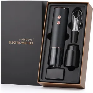 Electric Wine Bottle Opener Set Automatic Corkscrew Rechargeable Professional with Gift Box for Wine Lovers Luxury Gift, Gold