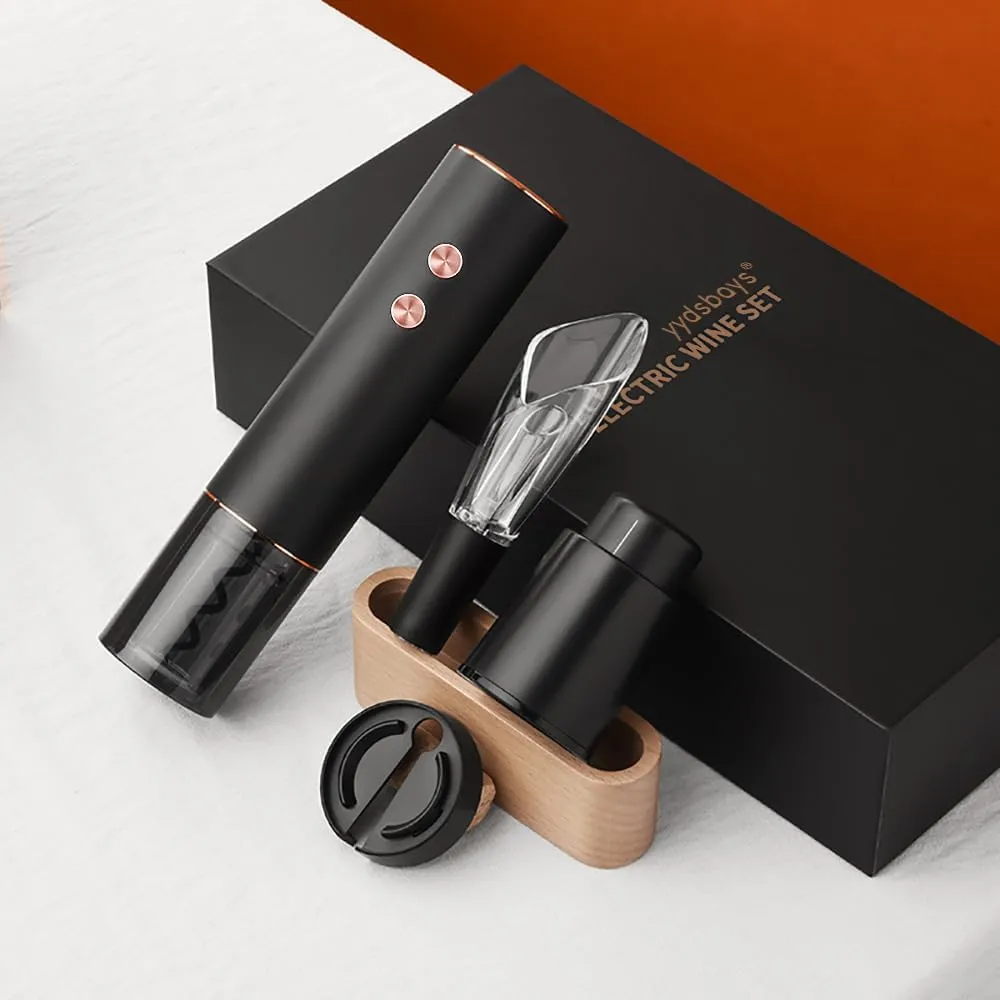Electric Wine Bottle Opener Set Automatic Corkscrew Rechargeable Professional with Gift Box for Wine Lovers Luxury Gift, Gold