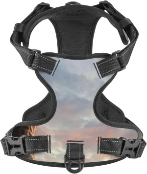 Elephant Giraffe On A Mountain Top Sunset Dog Harness No-Pull Pet Harness with 2 Leash Clips   1 Dog Leash Adjustable Soft Padded Reflective Dog Vest for Large Medium Small Dogs