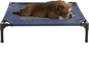 Elevated Dog Bed - 30x24-Inch Portable Pet Bed with Non-Slip Feet - Indoor/Outdoor Dog Cot or Puppy Bed for Pets up to 50lbs by PETMAKER (Blue)