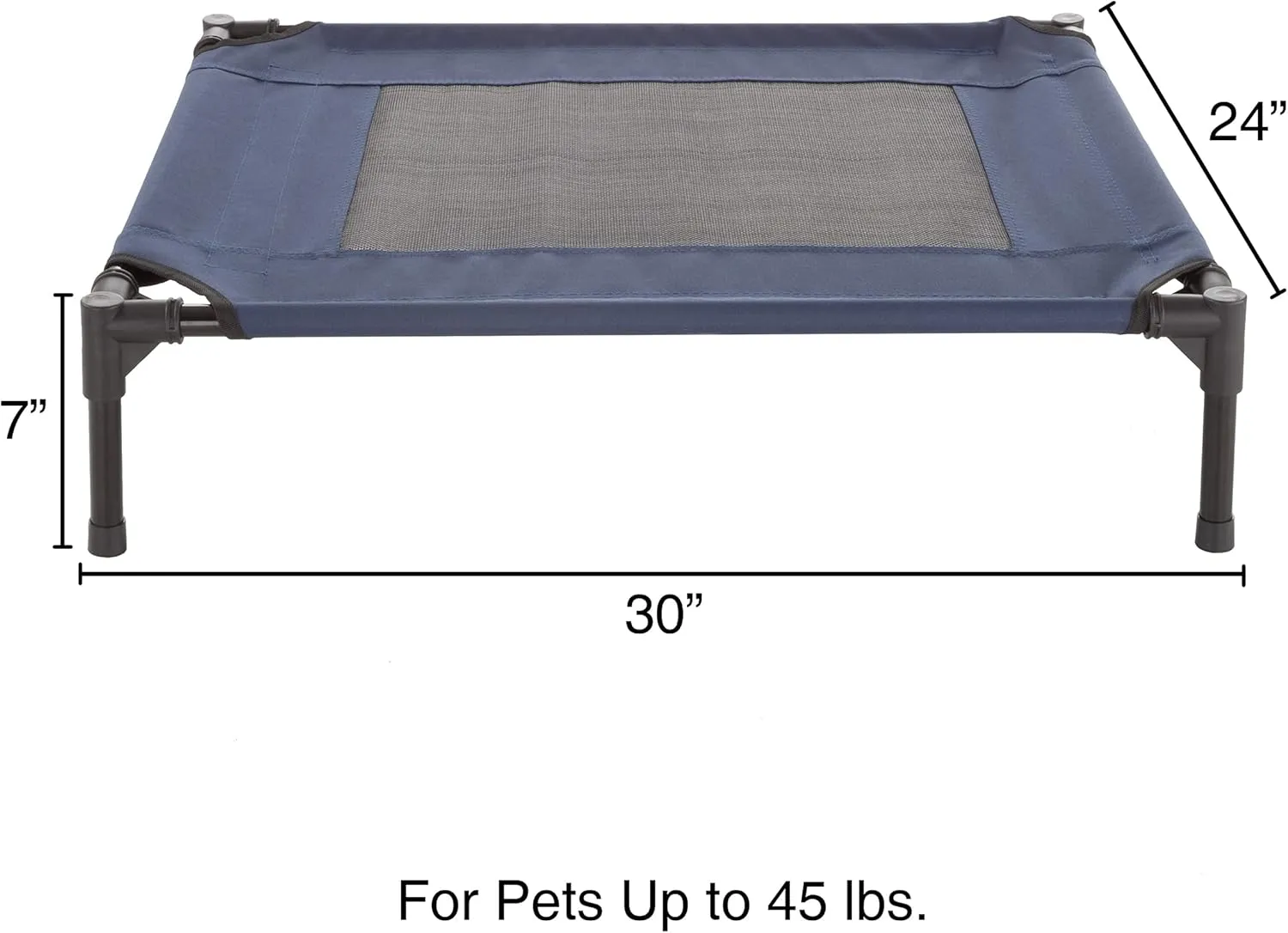 Elevated Dog Bed - 30x24-Inch Portable Pet Bed with Non-Slip Feet - Indoor/Outdoor Dog Cot or Puppy Bed for Pets up to 50lbs by PETMAKER (Blue)