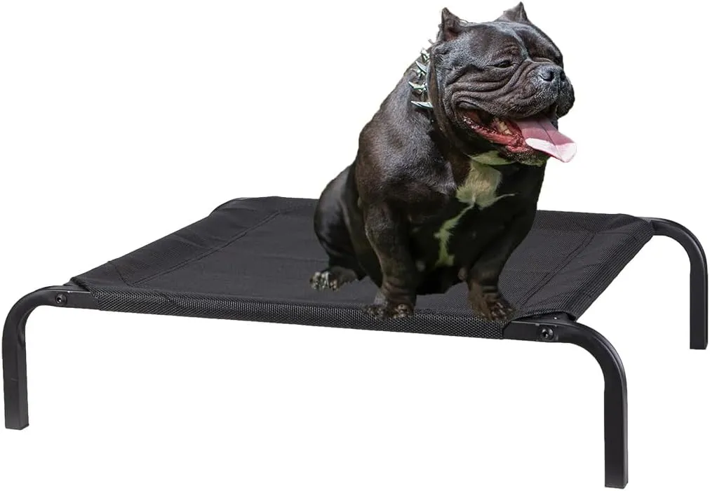 Elevated Outdoor Dog Bed, Dog Cot Bed Waterproof, Portable Indoor & Outdoor Pet Hammock Bed, Frame with Washable, Breathable, Durable Teslin Mesh (Large)