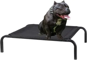Elevated Outdoor Dog Bed, Dog Cot Bed Waterproof, Portable Indoor & Outdoor Pet Hammock Bed, Frame with Washable, Breathable, Durable Teslin Mesh (Large)