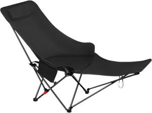 Ellniges]【-Day Comfort Folding Chair Outdoor Reclining Lounge Chair with 4-Position Backrest & Detachable Footrest - Spacious 27" Wide for Camping, Stargazing, Backyard - Premium 600D Oxford Fabric
