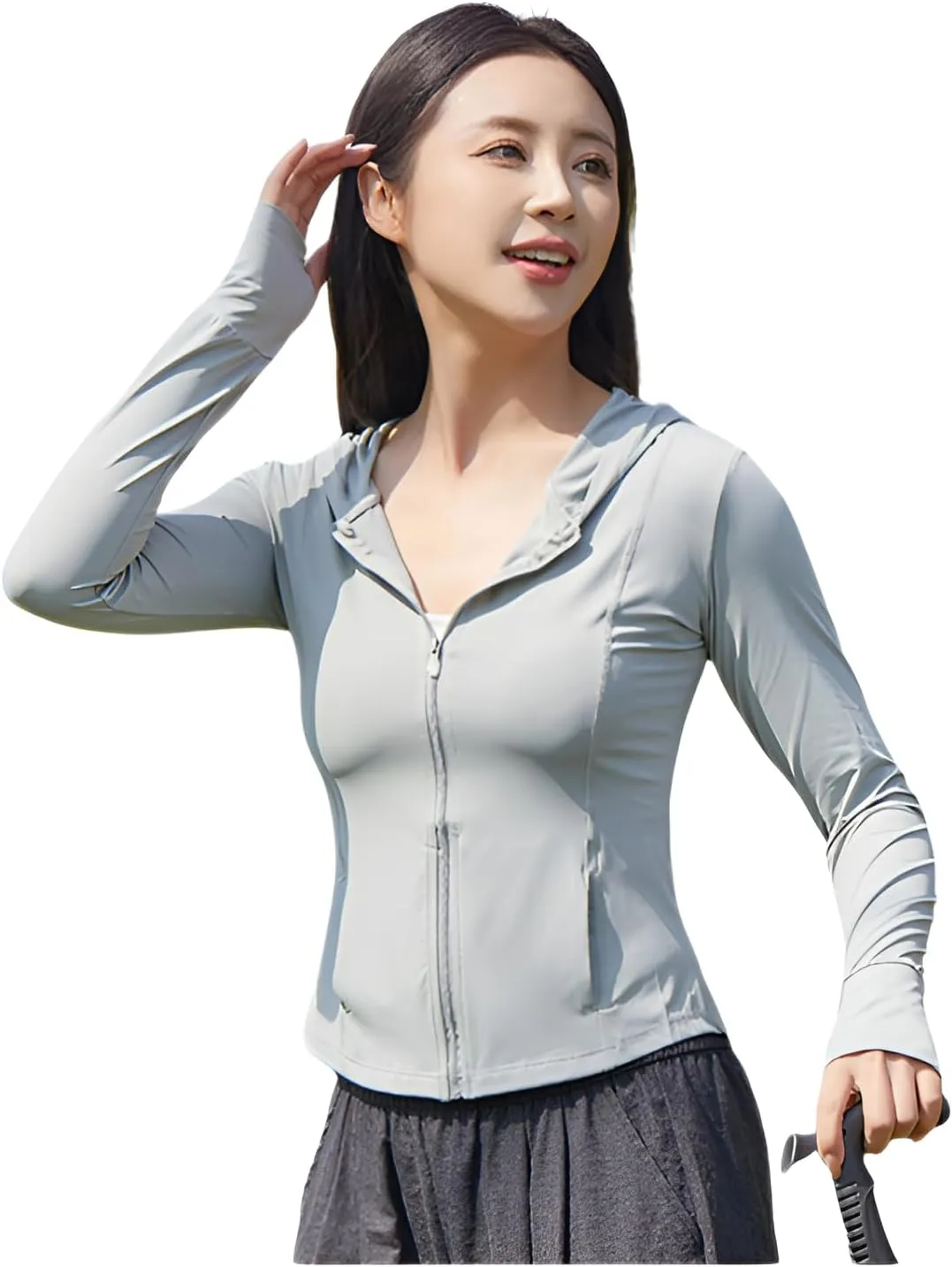 Ellniges]2025 New Women's Protection Jacket - Lightweight Nylon Ice Silk, UV, Short Fit, Thumb Hole Design, for Yoga, Running, and Outdoor Activities