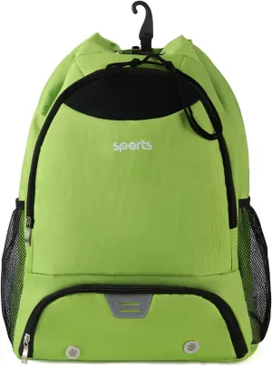 Ellniges]【Multi-Compartment Sports Duffel Bag Waterproof 600D Oxford Backpack with Ventilated Ball/Hat Storage, Detachable Shoe Pocket & Gym Hook - Lightweight Hiking/Cycling Pack for Athletes
