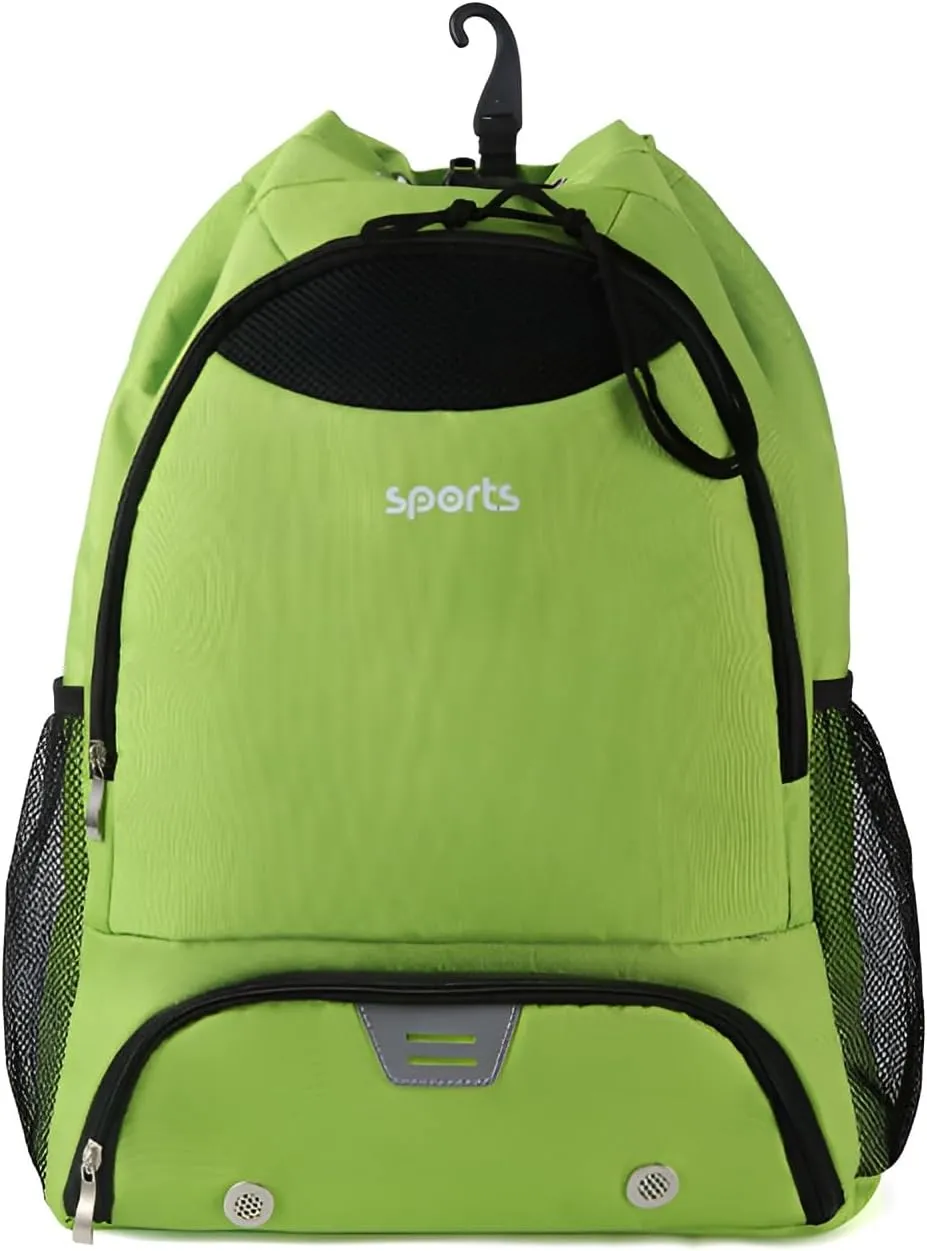 Ellniges]【Multi-Compartment Sports Duffel Bag Waterproof 600D Oxford Backpack with Ventilated Ball/Hat Storage, Detachable Shoe Pocket & Gym Hook - Lightweight Hiking/Cycling Pack for Athletes