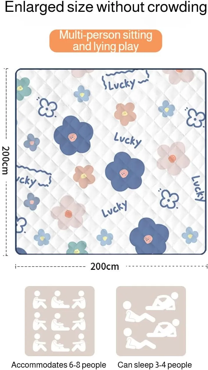 Ellniges]【Thick Picnic Blanket Waterproof Camping Mat with Carry Strap - for Beach Outings, Spring Festivals & Tailgating, Heavy Duty Oxford Cloth & Non-Tear PVC Base (Compact Travel Design)