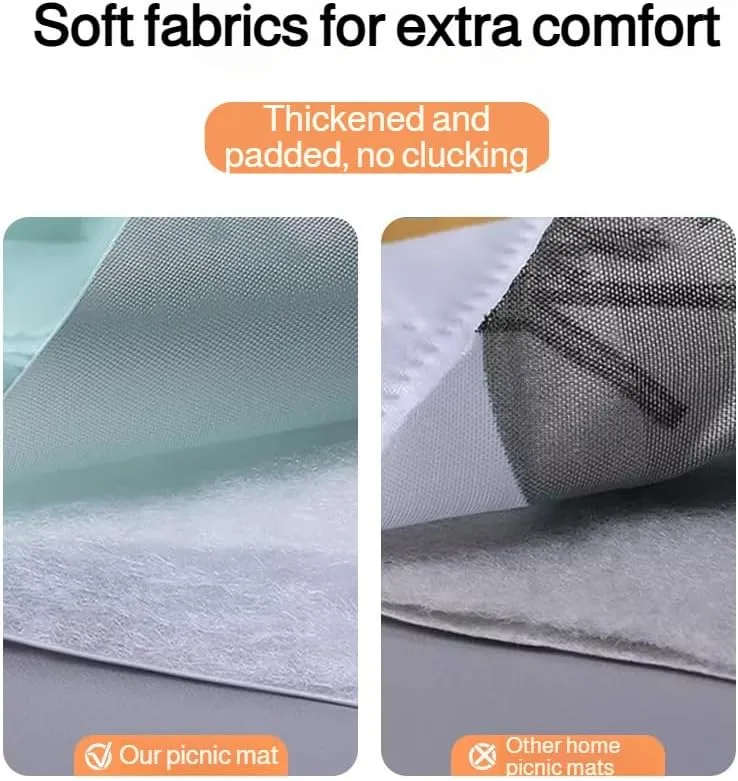 Ellniges]【Thick Picnic Blanket Waterproof Camping Mat with Carry Strap - for Beach Outings, Spring Festivals & Tailgating, Heavy Duty Oxford Cloth & Non-Tear PVC Base (Compact Travel Design)